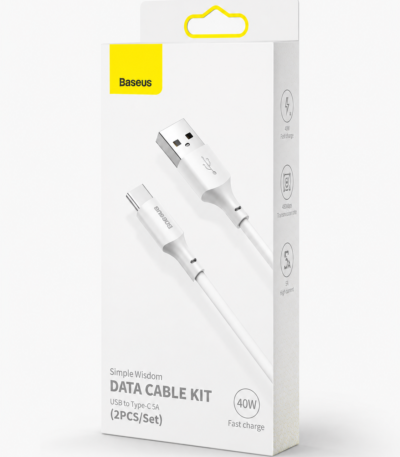 Baseus Data Cable Kit USB to Type-C 5A 40W 2Pcs Set